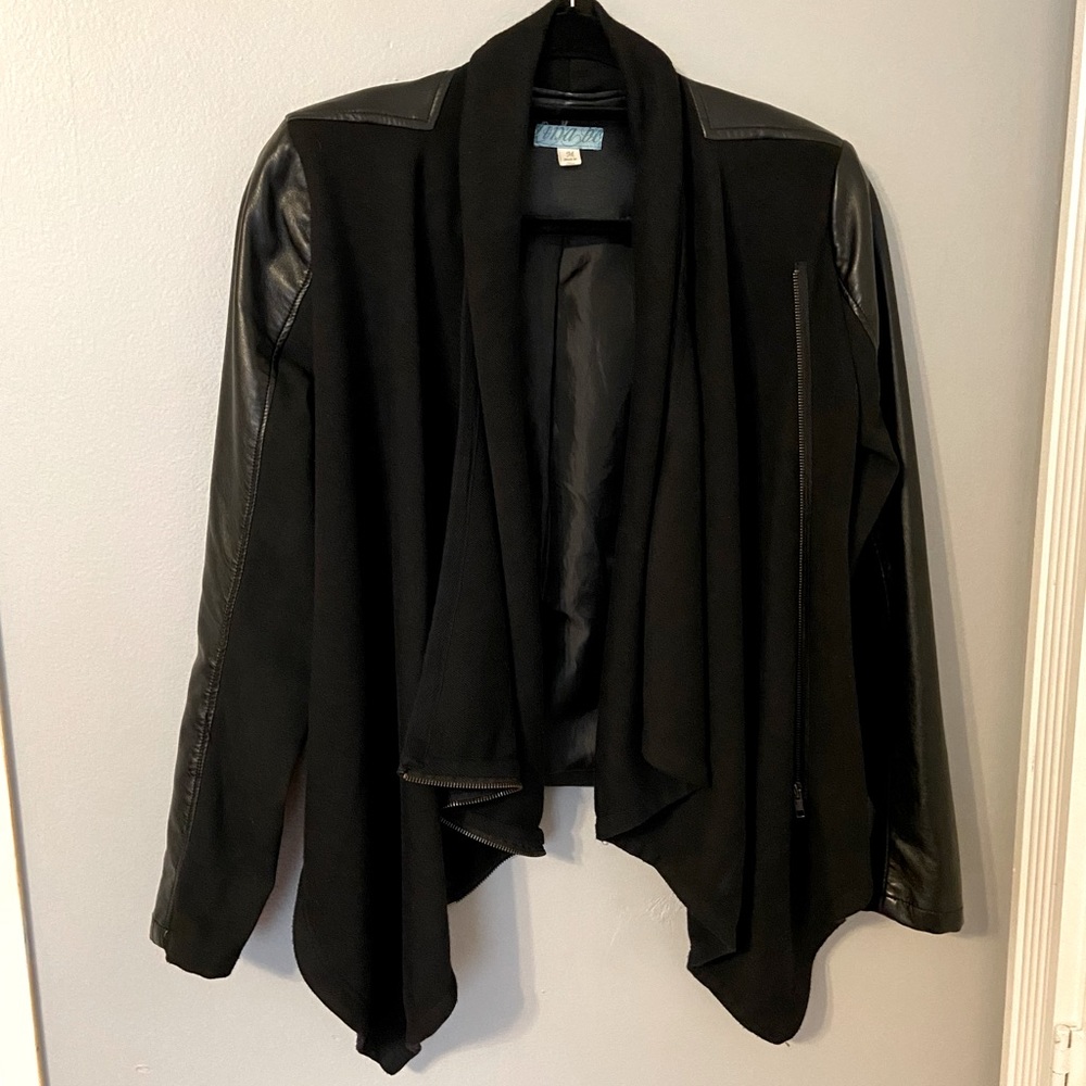 Faux leather jacket/sweater